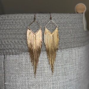 Gold Fringe Dangle Earrings - Women Jewelry